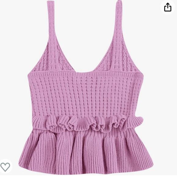 5/$30 Crochet Sweater Peplum Tank Top L - Picture 5 of 6